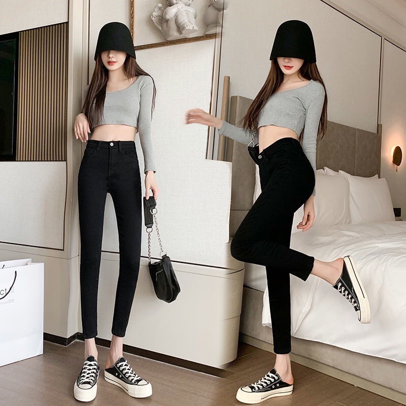Quần jean nữ 9 tấc 4BASIC cạp cao skinny jeans bigsize co giãn tốt - QJ14