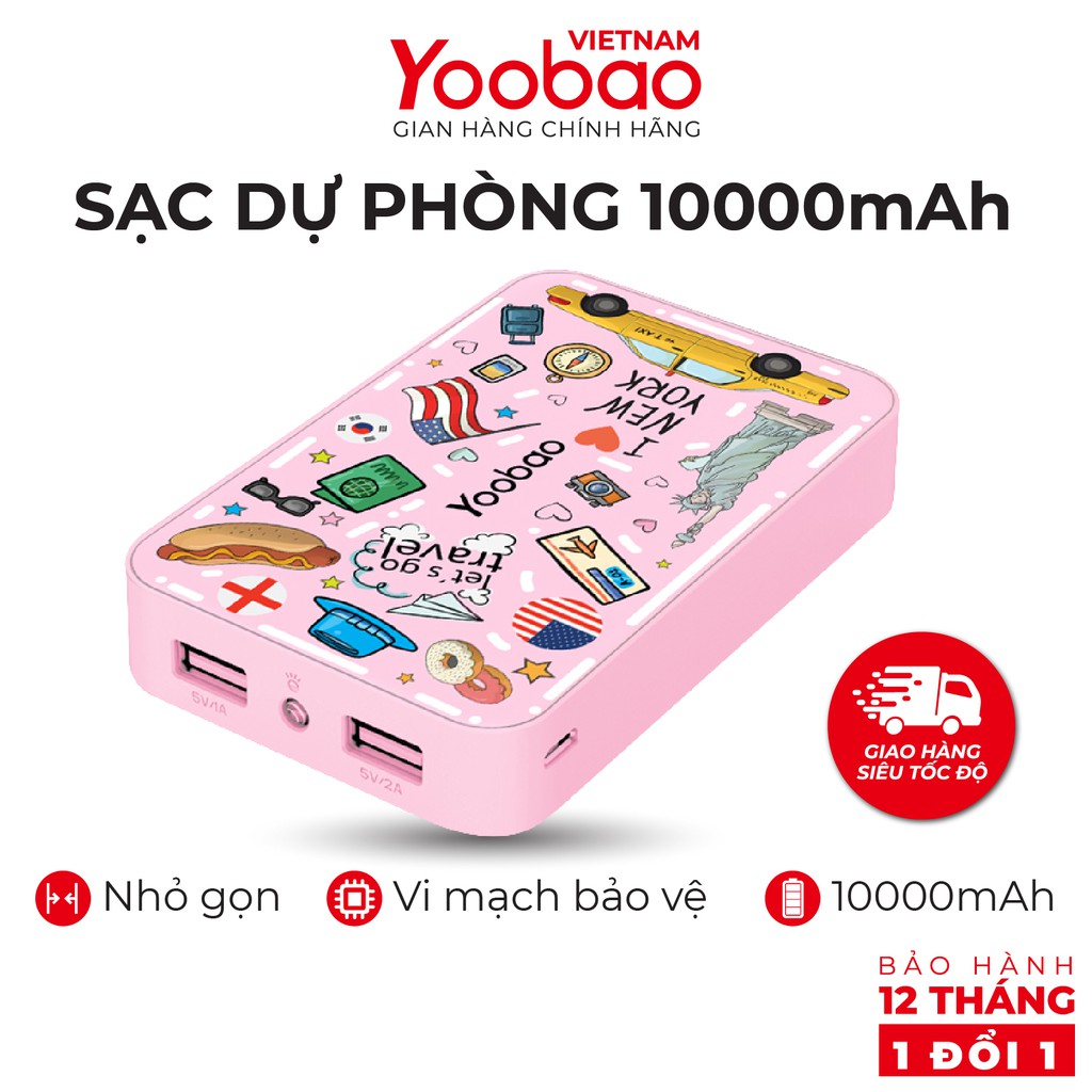 Sạc dự phòng Yoobao 10000mAh M5C PHIÊN BẢN I LOVE NEW YORK - Hàng chính hãng