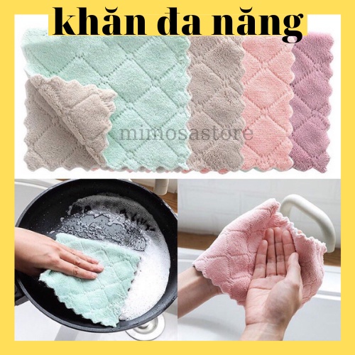 KT 25*16cm Khăn Lau Bếp Đa Năng 2 Mặt Siêu Thấm (Lau Bếp, Bát Đĩa, Bàn Ghế...) Kháng Khuẩn Thấm Hút Tốt