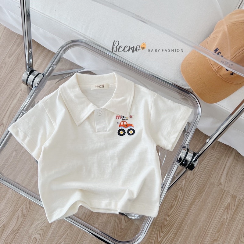 Áo polo cotton Beemo hoạ tiết siêu xe quái thú, chất cotton co giãn mềm mịn, size 9-23kg