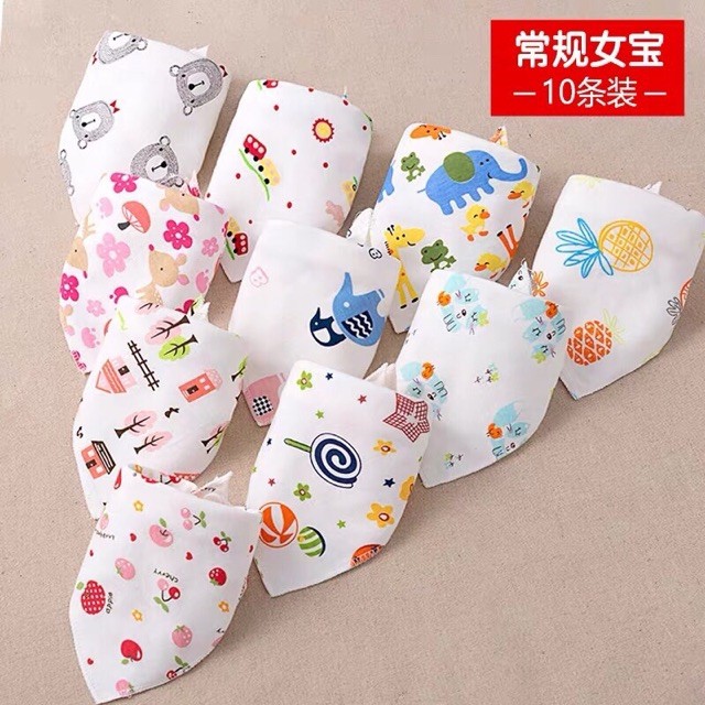 Khăn yếm tam giác cotton có cúc bấm cho bé yêu hàng cao cấp