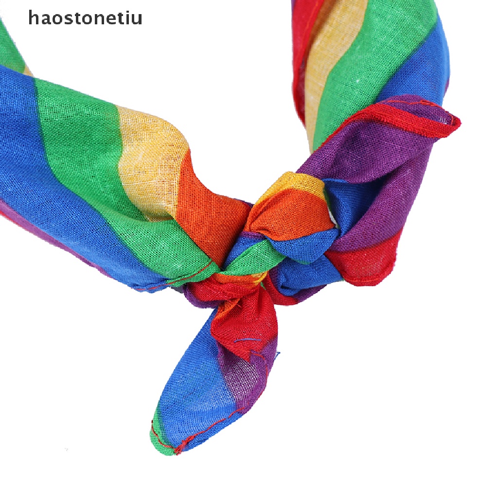 1 Khăn Bandanas Cotton Màu Cầu Vồng Dùng Làm Khẩu Trang / Khăn Quàng Cổ / Mặt
