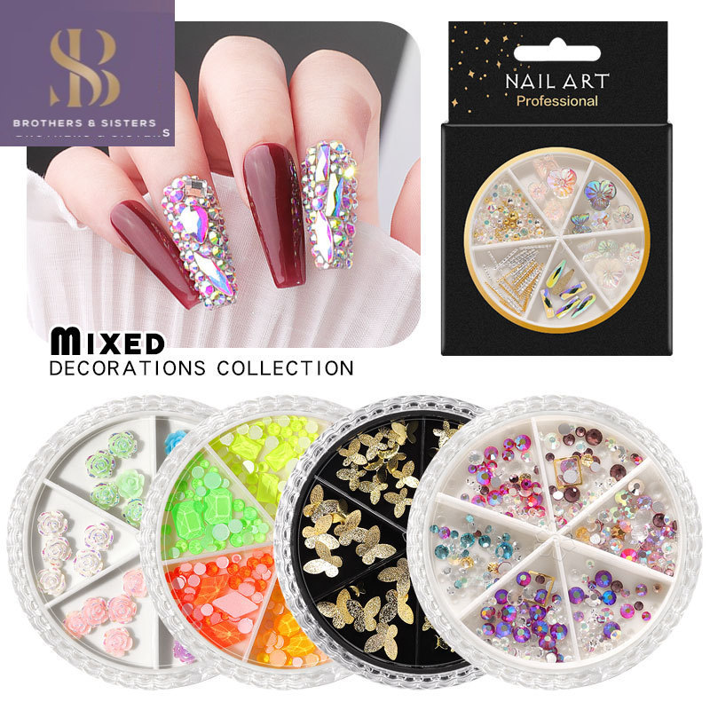 Phụ kiện SUAKE đá AB 3D ngọc trai hình hoa sang trọng lấp lánh dùng trang trí móng DIY