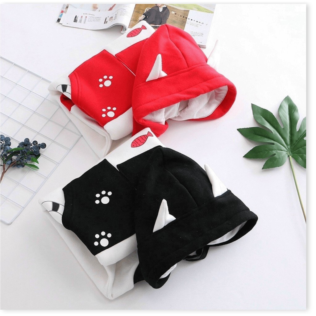 ÁO KHOÁC HOODIE IN HÌNH DẤU CHÂN MÈO SIÊU ĐÁNG YÊU