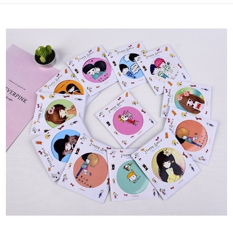Gương trang điểm mini siêu cute cầm tay bỏ túi Hàn Quốc tiện lợi viền kim loại 1480 Korea Store 88