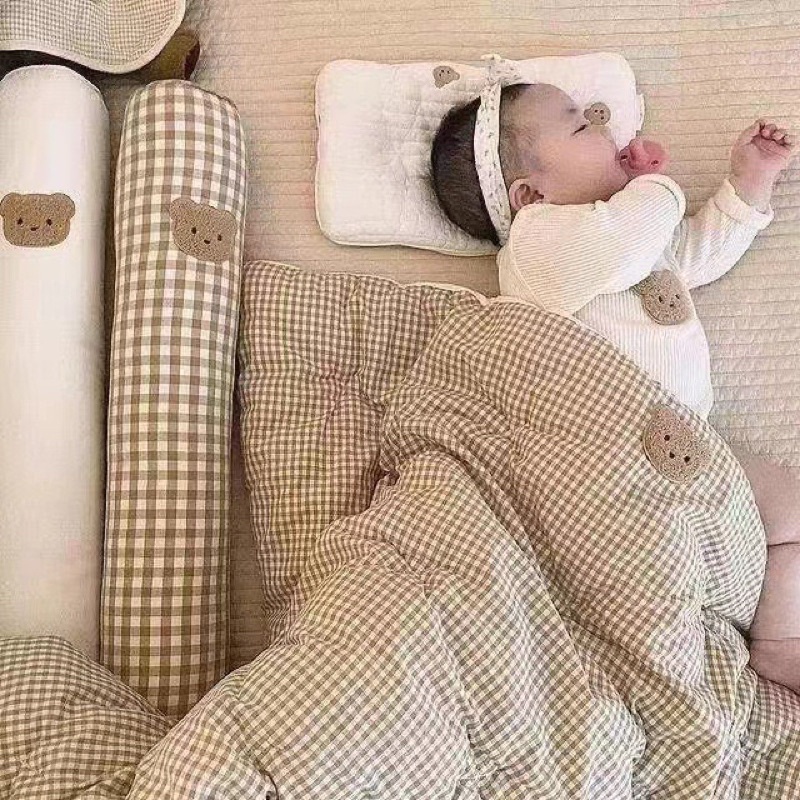 Gối Ôm Cotton Cao Cấp Cho Bé Thêu Hình Gấu Thỏ Style Hàn Quốc Decor