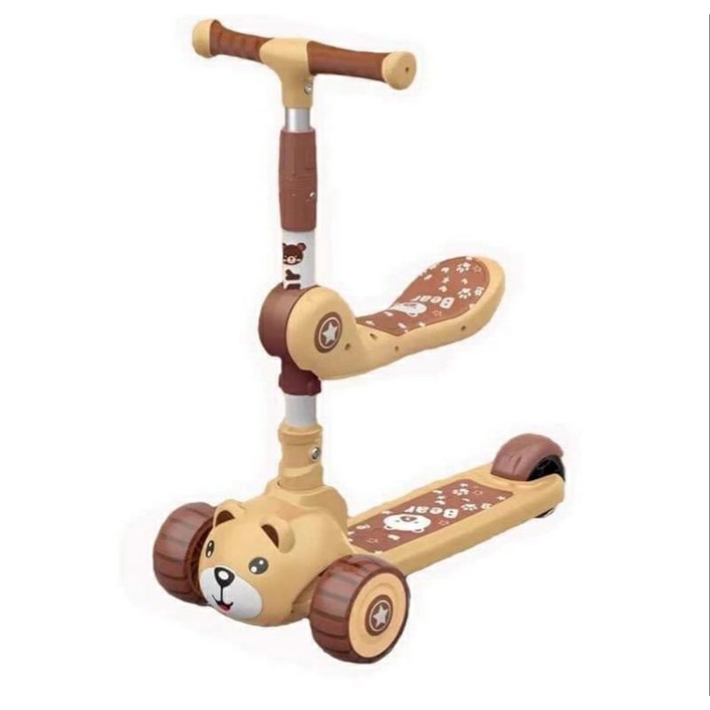 Sốc Xe Scooter, Xe Trượt Cho Bé Bánh Có Đèn Có Nhạc 3 in 1 Chịu Lực 90KG