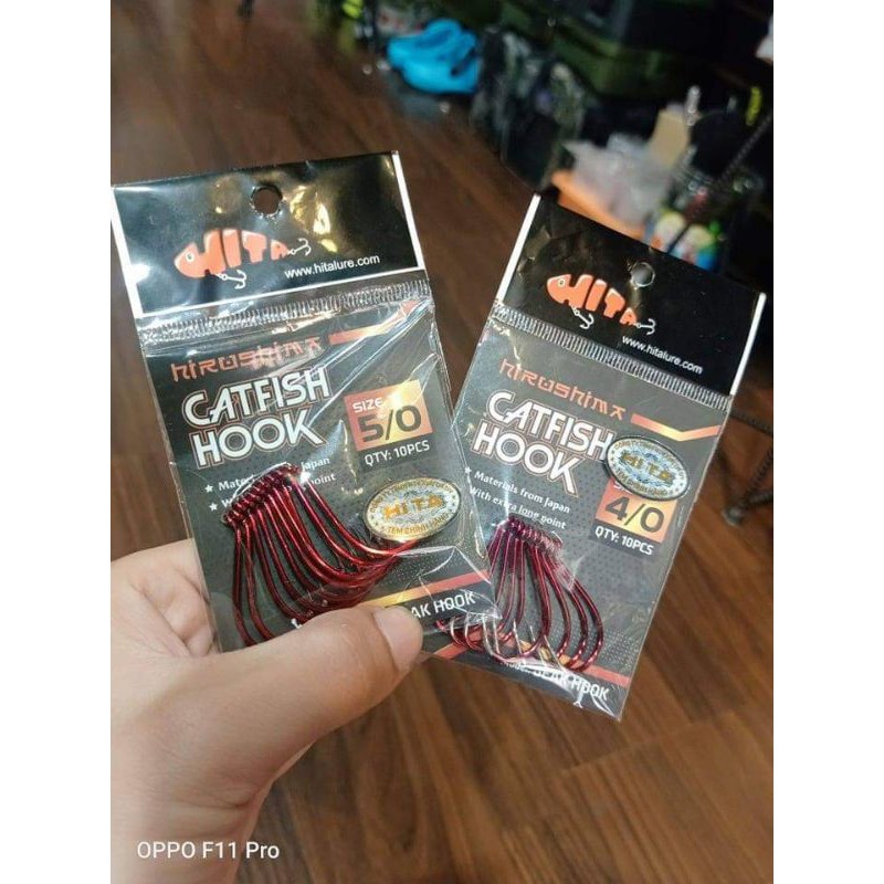Lưỡi Hirushima Catfish Hooks Red color Hita Lure câu cá Tra, cá Trê Hita Lure