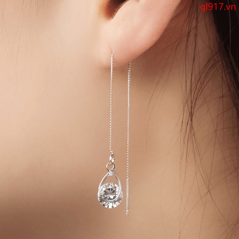 Bông tai dáng dài đính đá Zircon