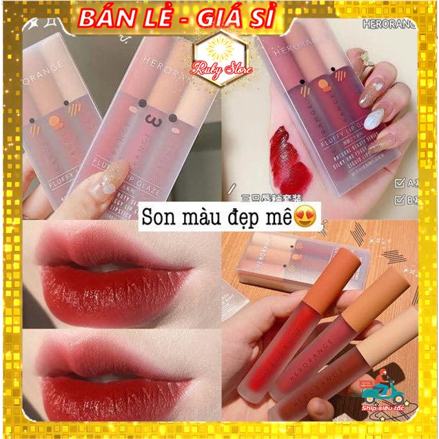⚡GIÁ TỐT NHẤT⚡ Son Kem Siêu Lì HERORANGE Xinh Mềm - Mịn Mượt - Lâu Trôi SET 3 Cây - Set A & B - Hàng AUTH | BigBuy360 - bigbuy360.vn