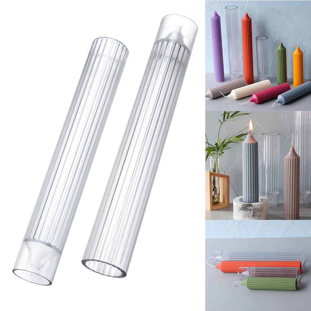 YIYU Khuôn Làm Nến Handmade Hình Trụ Họa Tiết Kẻ Sọc