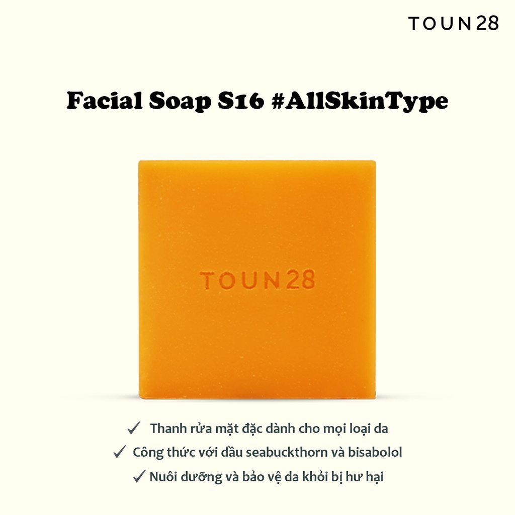 sữa rửa mặt Dành Cho Mọi Loại Da Toun28 Facial Soap S16 Chiết Xuất Từ Seabuckthorn Oil + Bisabolol