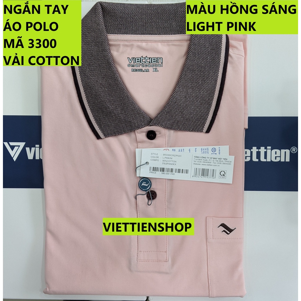 (3300 Sp 4) ÁO THUN VIỆT TIẾN NGẮN TAY CÓ CỔ