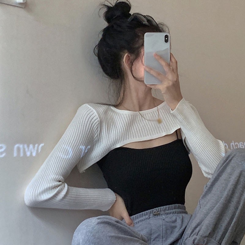 Áo Dệt Kim Tay Dài Thiết Kế Đơn Giản Hợp Thời Trang Xinh Xắn