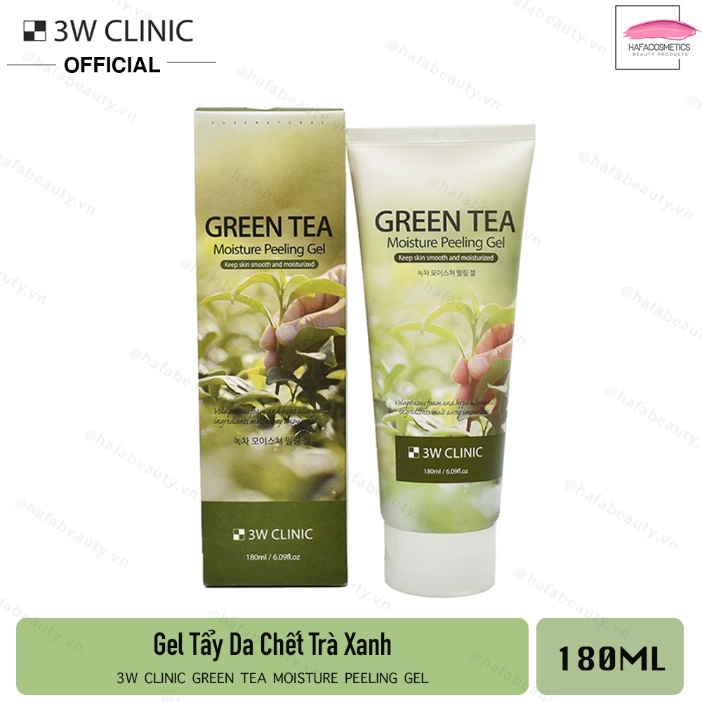 Gel Tẩy Tế Bào Chết Trà Xanh 3W Clinic Green Tea Moisture Peeling Gel 180ml _ 3W Clinic Chính Hãng