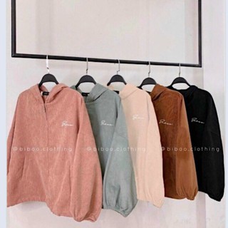Áo khoác nhung gân in "bibo" trước ngực form unisex- td teenshop