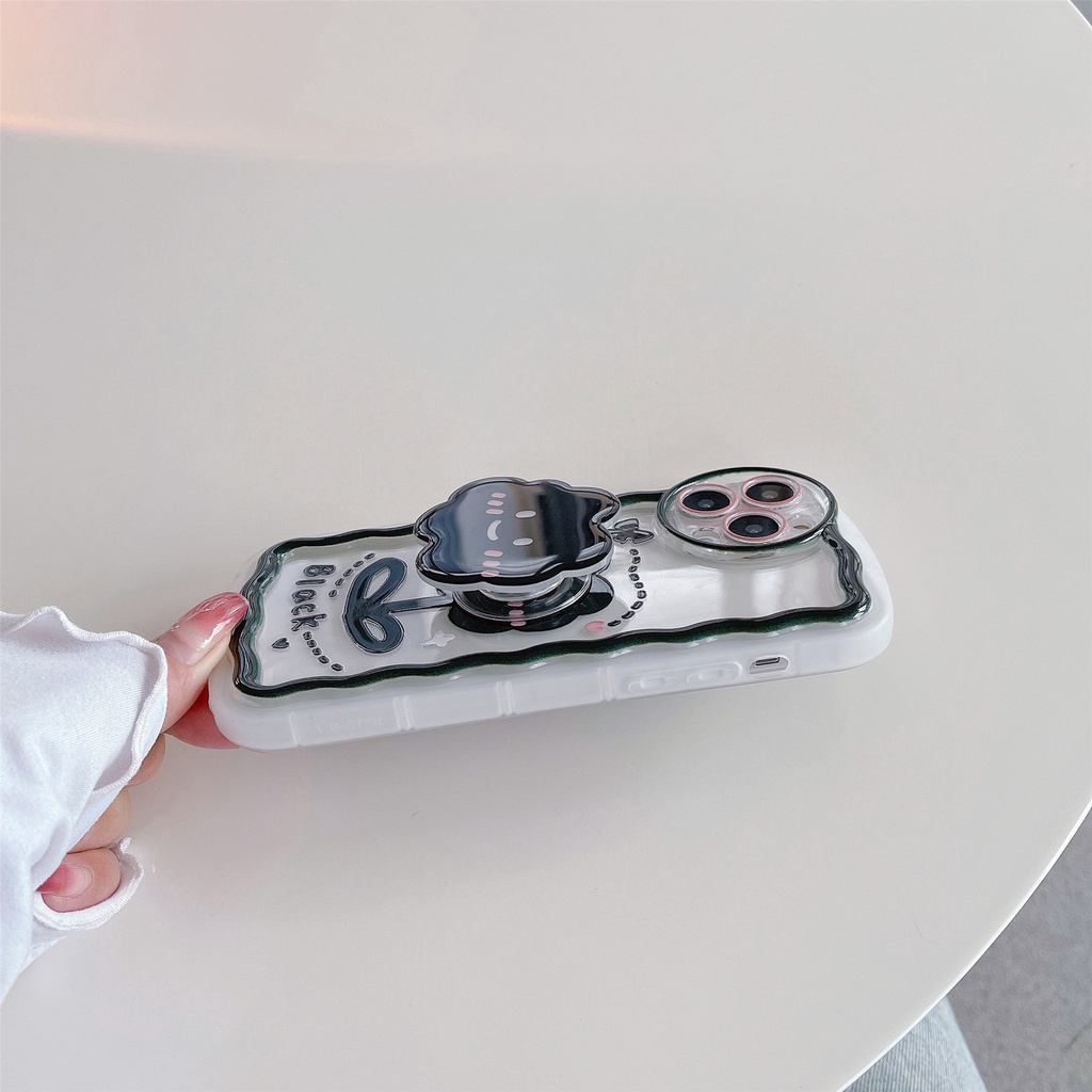 Ốp Điện Thoại Tpu Dẻo Trong Suốt Họa Tiết Hoa Đen Dễ Thương Chống Rơi Cho iphone 11 12 13Pro XS Max XR