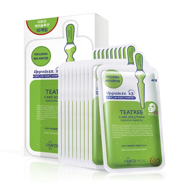 Hộp 10 miếng mặt nạ tinh chất tràm trà ngăn ngừa mụn Mediheal Teatree Care Solution Essential Mask 24ml x 10