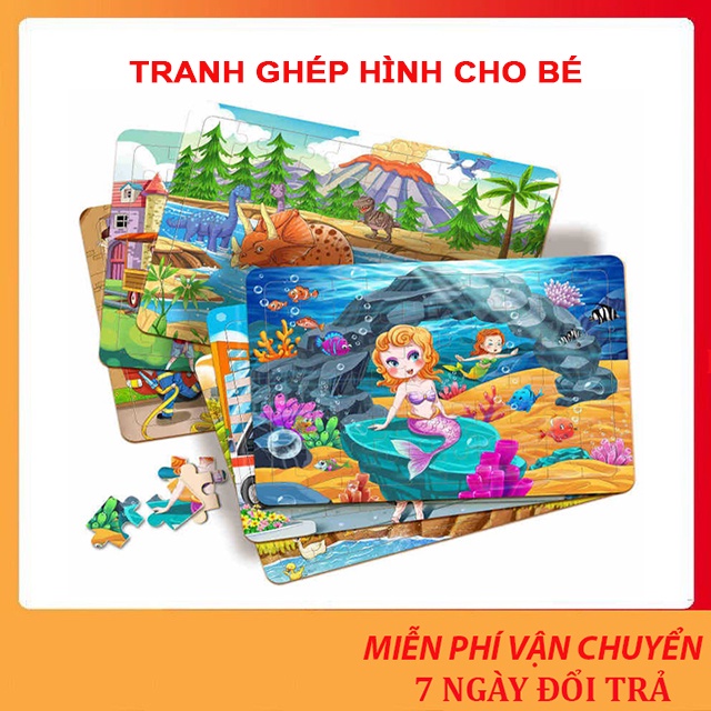 Tranh xếp hình - Tranh ghép hình gỗ 60 miếng puzzle phát triển tư duy cho bé (Nhiều mẫu)