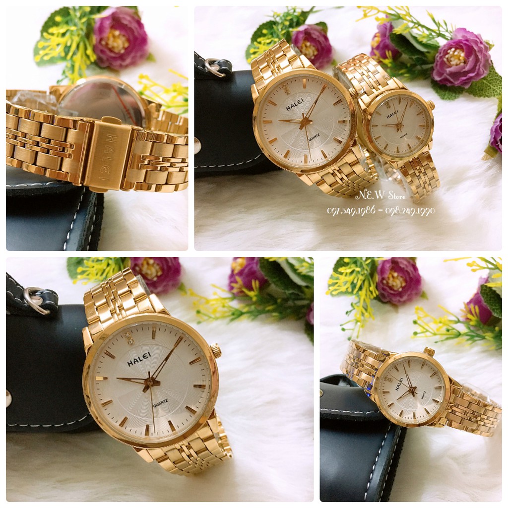 Đồng hồ cặp đôi dây thép Halei Gold Titanium đẳng cấp | BigBuy360 - bigbuy360.vn