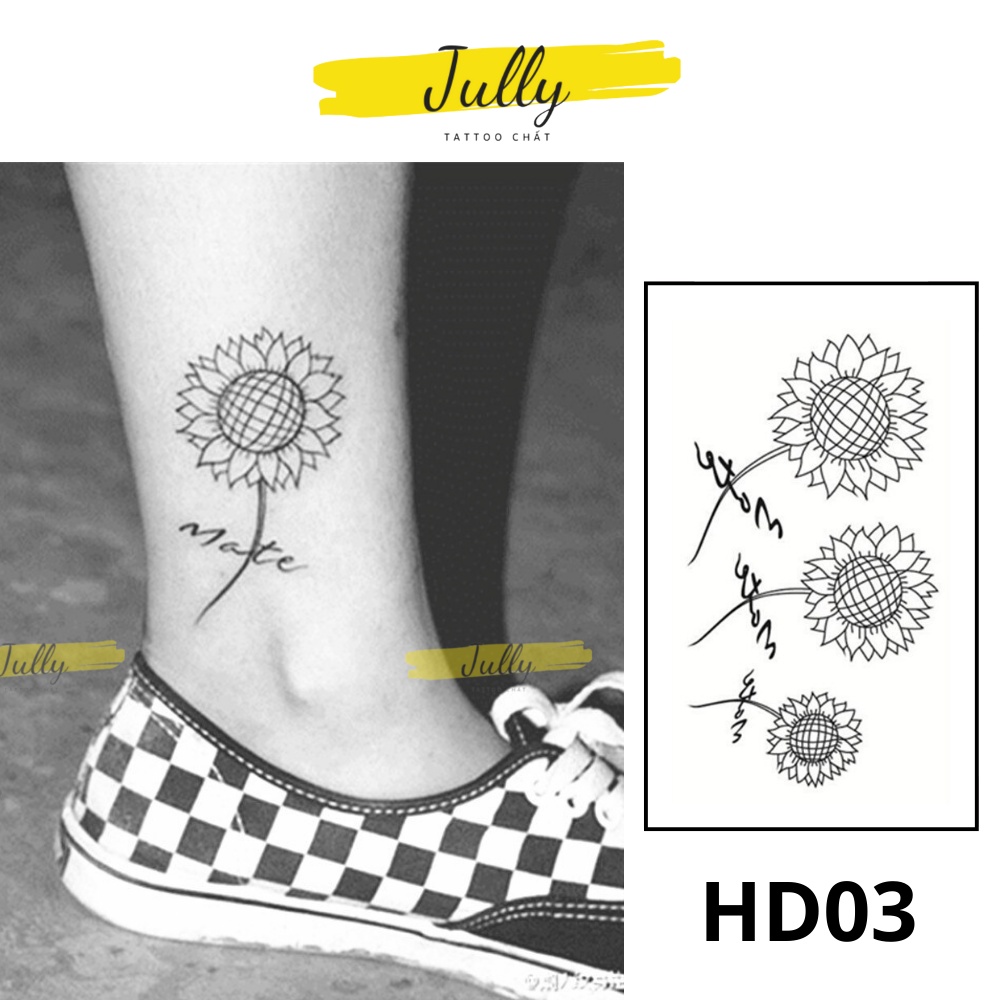 Hình xăm dán tạm thời chống nước hoa hướng dương mini JULLY Tattoo chất