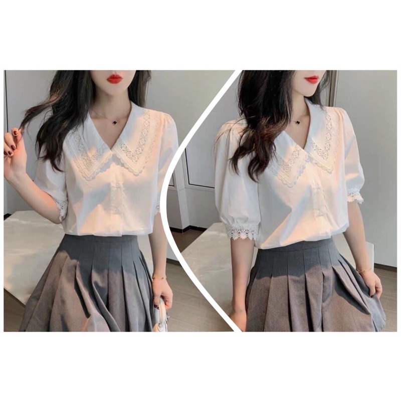 SOMI TRẮNG CỔ TO PHỐI REN