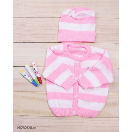 Set Áo Len Dài Tay + Nón Len Cho Bé Sơ SInh dưới 5,5kg