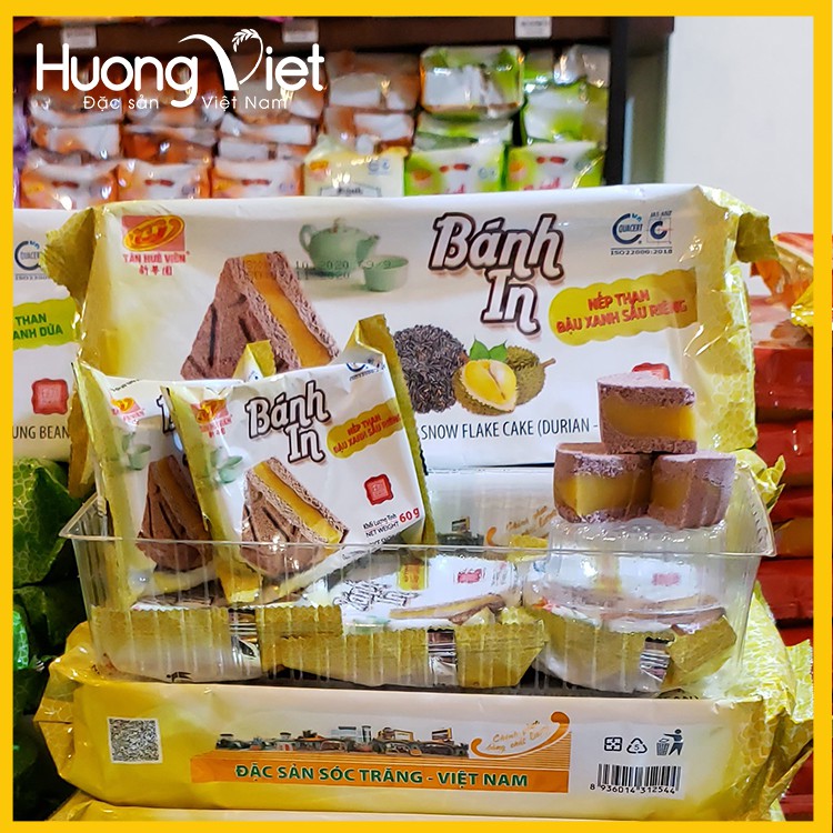 [6 BÁNH TRÒN] BÁNH IN NẾP THAN ĐẬU XANH SẦU RIÊNG 360g, đặc sản bánh in Sóc Trăng Tân Huê Viên