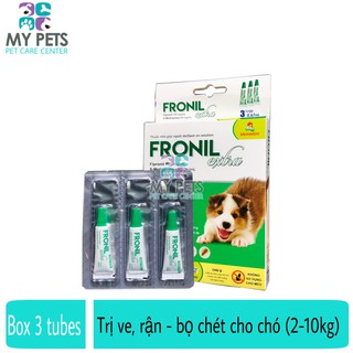 (Hộp 3 Typ) Fronil Extra VMD nhỏ gáy hết ve rận, bọ chét cho chó (size 2-10kg) (3 tubes. Full box)