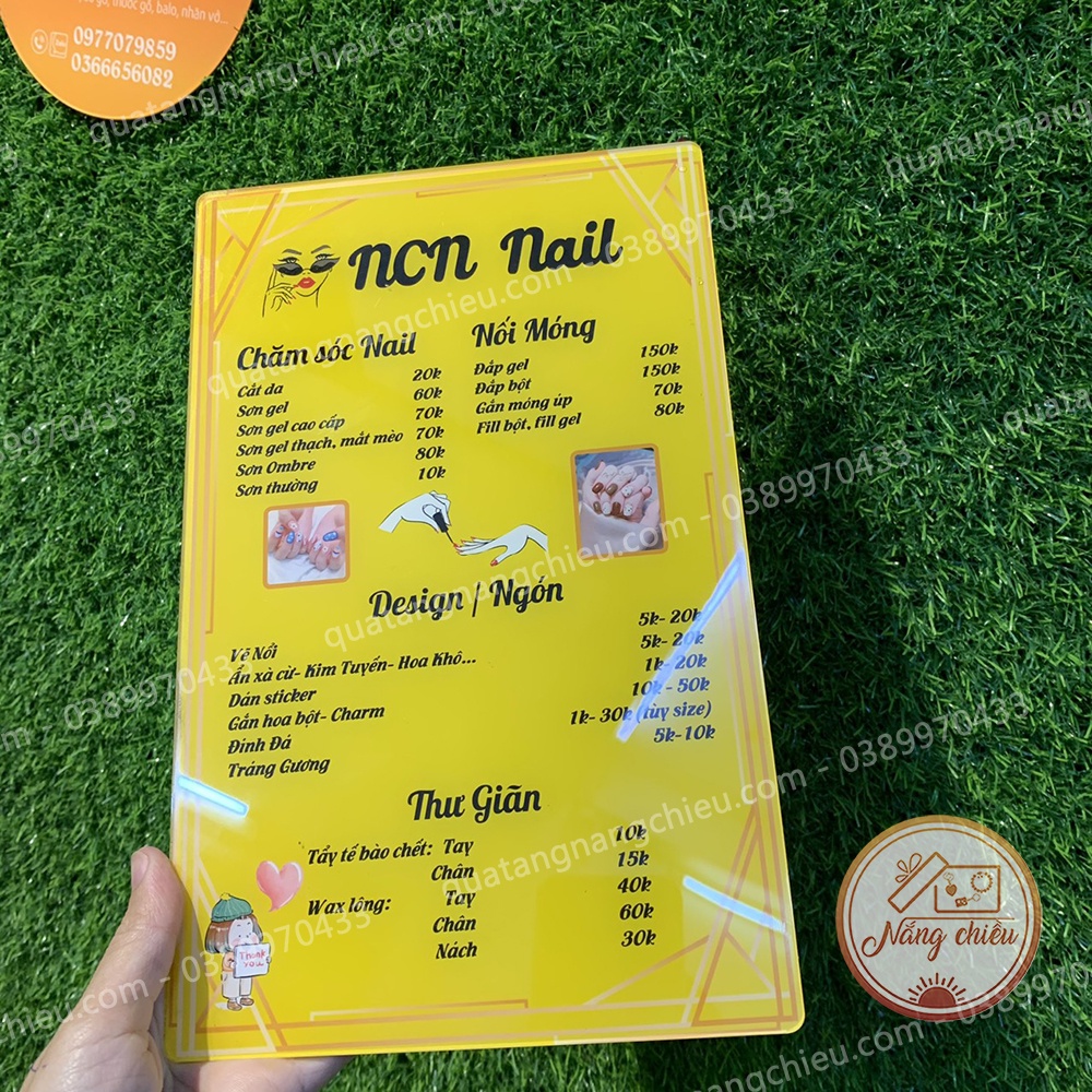 Menu để bàn cho tiệm nail - in thông tin bảng giá theo yêu cầu