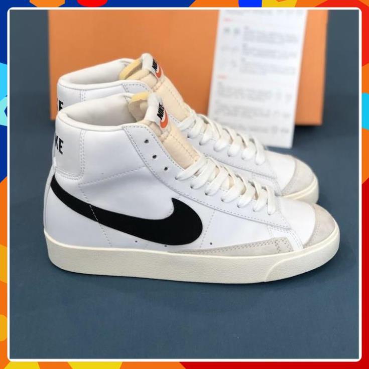 Giày Blazer Mid Top 77 viền đen chất lượng cao, Giầy Sneaker sơn tùng trắng đen