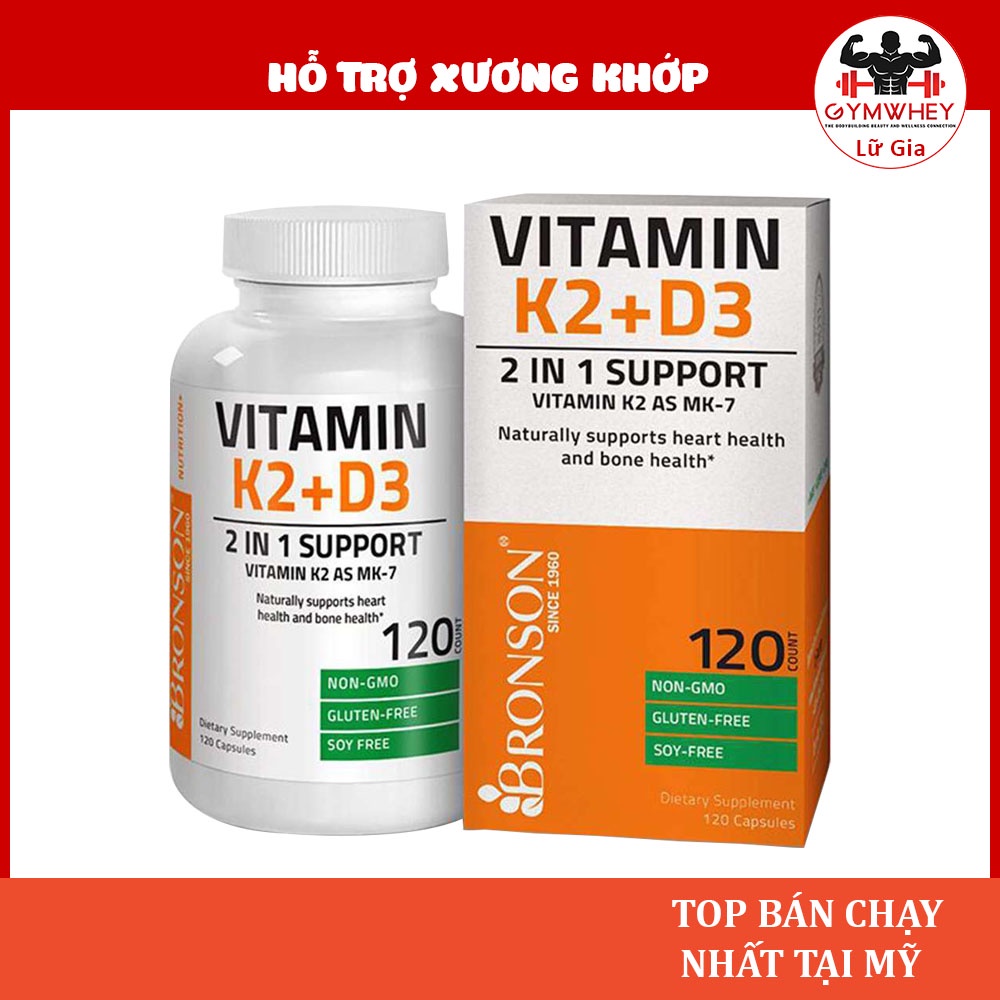 Vitamin K2 D3 (mk7) Tăng Miễn Dịch Hỗ Trợ Xương Khớp Bronson Vitamin K2 + D3