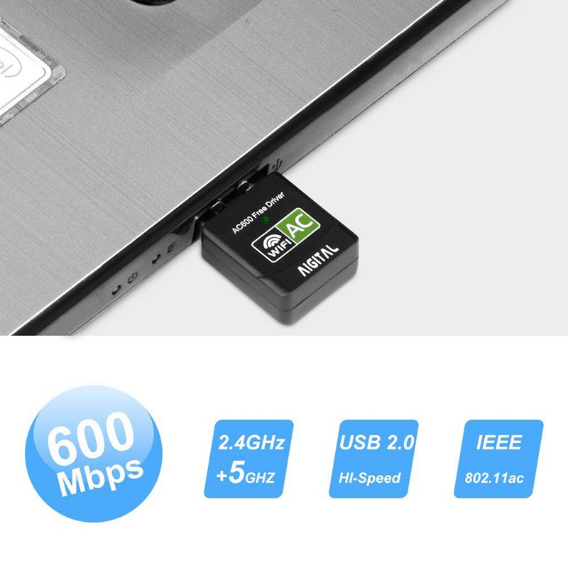 Driver-Free Wifi Wireless Card 600M External 5G Dual-Band USB Wireless Network Card Desktop Wireless Receiver for Office