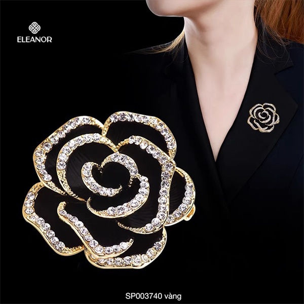 Ghim cài áo nữ Eleanor Accessories hình bông hoa đính đá phụ kiện trang sức thời trang quý phái