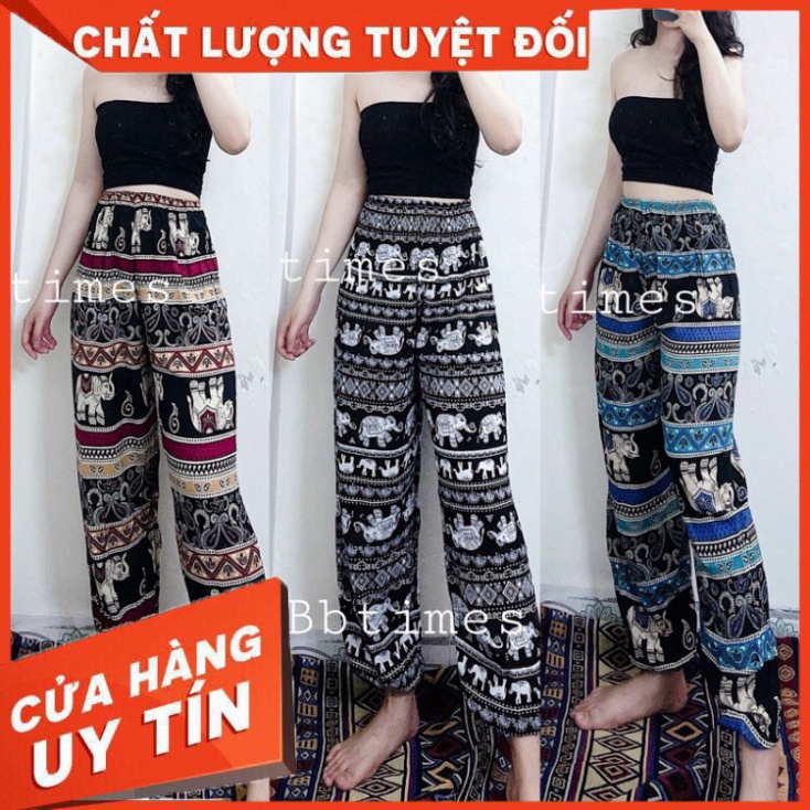 Quần lanh dài thổ cẩm alibaba bo gấu (form to dài 95cm) - SIÊU HOT