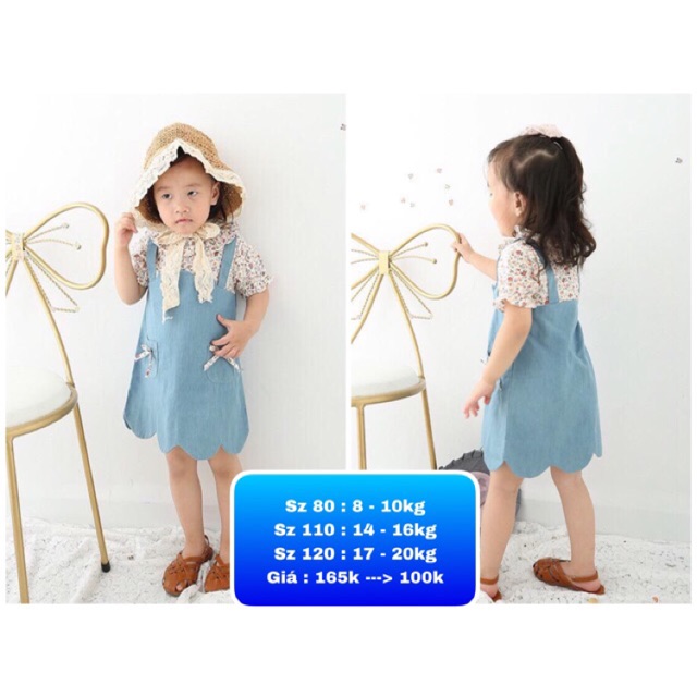 Váy denim mềm phối áo hoa