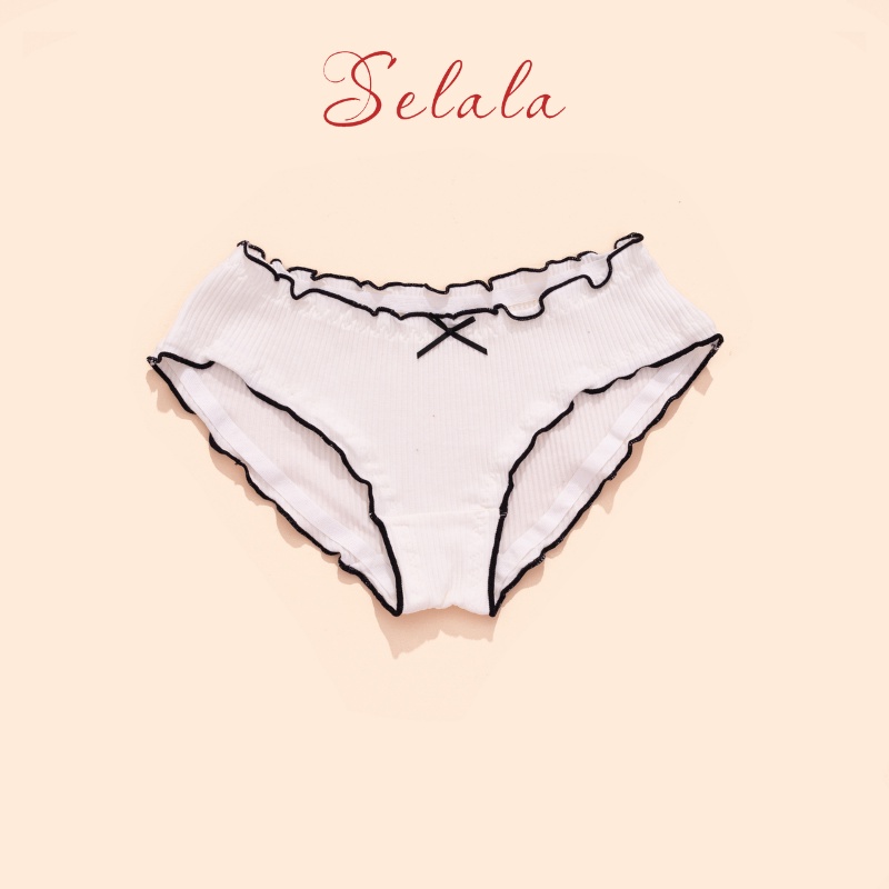 Quần Lót Nữ Cotton Selala Gân Tăm Đính Nơ Siêu Xinh Siêu Thoáng QC30