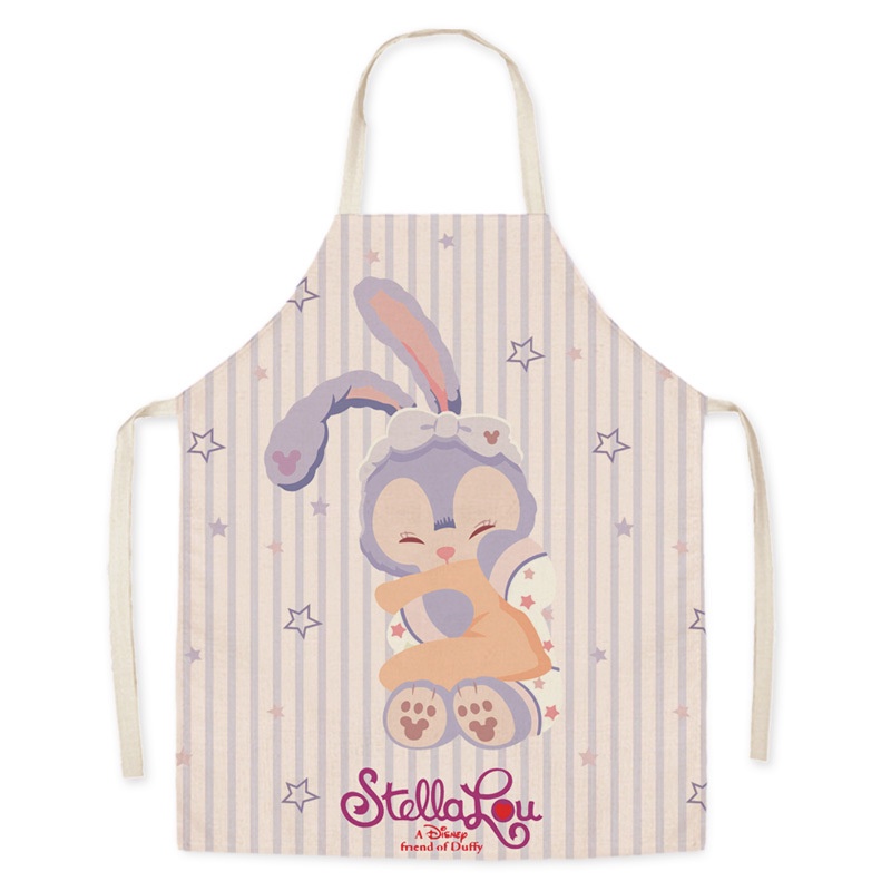 Tạp dề vải lanh không tay in hình thỏ hoạt hình dễ thương kiểu dáng cho người lớn và trẻ em