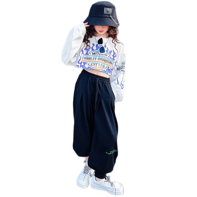 Set Đồ Nhảy Hip Hop Đường Phố Dài Tay Phong Cách Châu Âu Mẫu Mới 2022 Cho Bé Gái