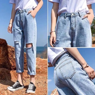 [Bigsize 55-93kg] Quần Baggy Nam/Nữ Rách VUÔNG 1 GỐI VÀ 2 ĐÙI, Form To Dài, Lưng Cao