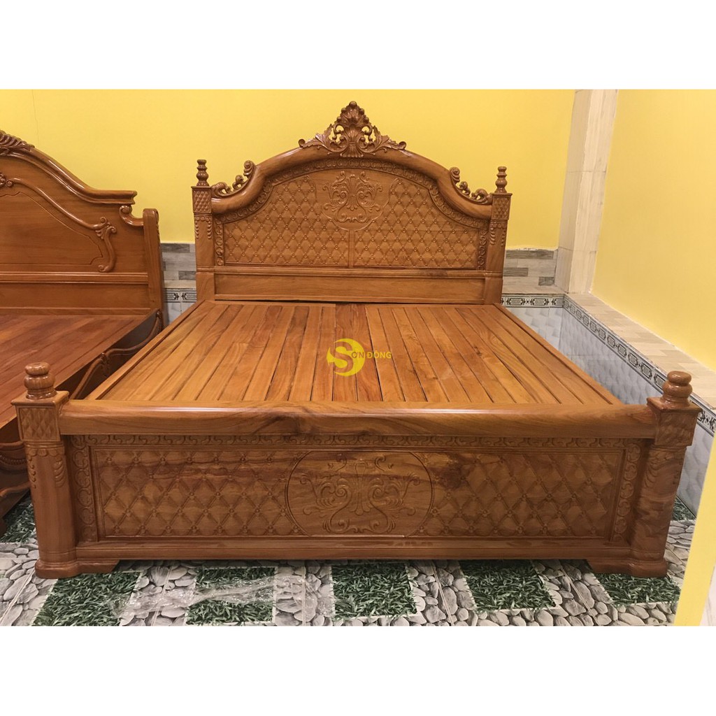 Giường ngủ nữ hoàng gỗ gõ đỏ 1,8m x 2m