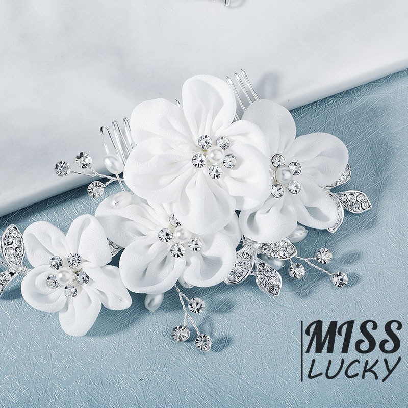 Lược Cài Tóc Hoa Đính Ngọc Trai Sang Trọng Cho Cô Dâu