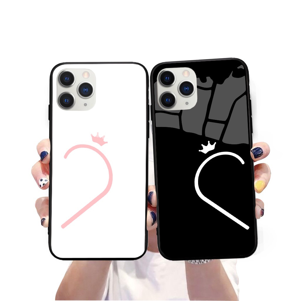 Ốp iphone kính cường lực 2 nửa trái tim đáng yêu cho 6/7/8/plus/splus/x/xs/xr/xsmax/11/12/13/pro/promax/mini-k355