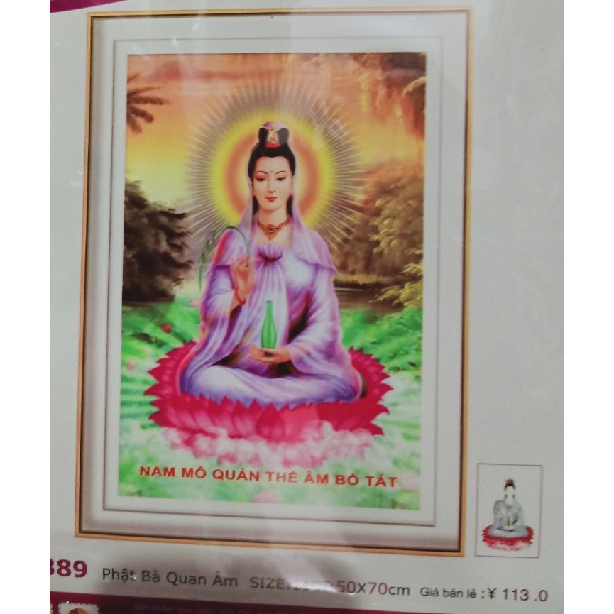 Tranh thêu chữ thập Phật Bà Quan Âm LV3289 kt70*50cm