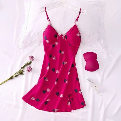 Váy ngủ lụa trái tim xẻ đùi sexy kèm mút ngực 2021❤️FREESHIP❤️Đầm mặc nhà gợi cảm QUẢNG CHÂU( video- ảnh) - SX 114
