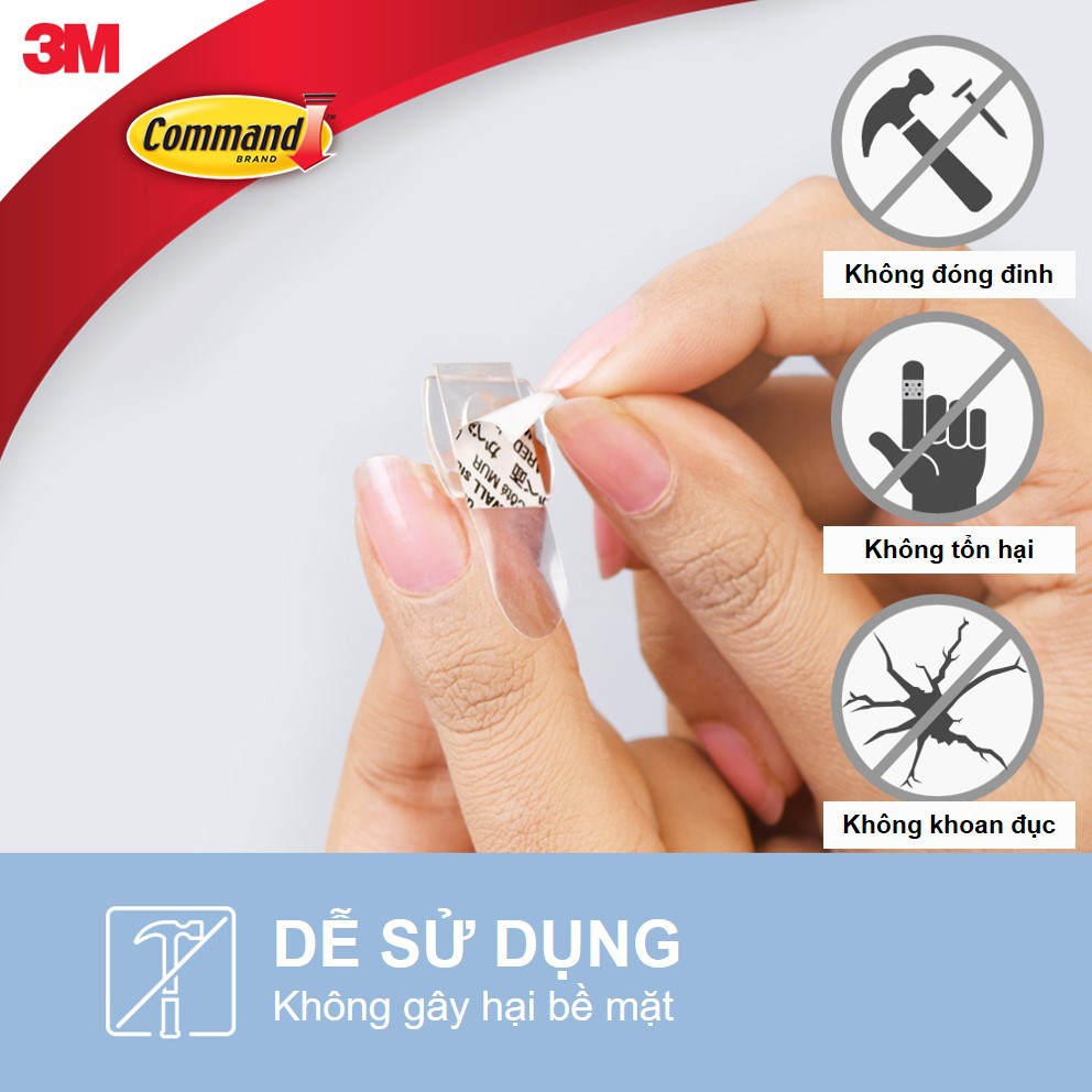 Bộ 20 Móc dán tường trong suốt Command 3M tải trọng 225g - phù hợp cho trang trí 17026