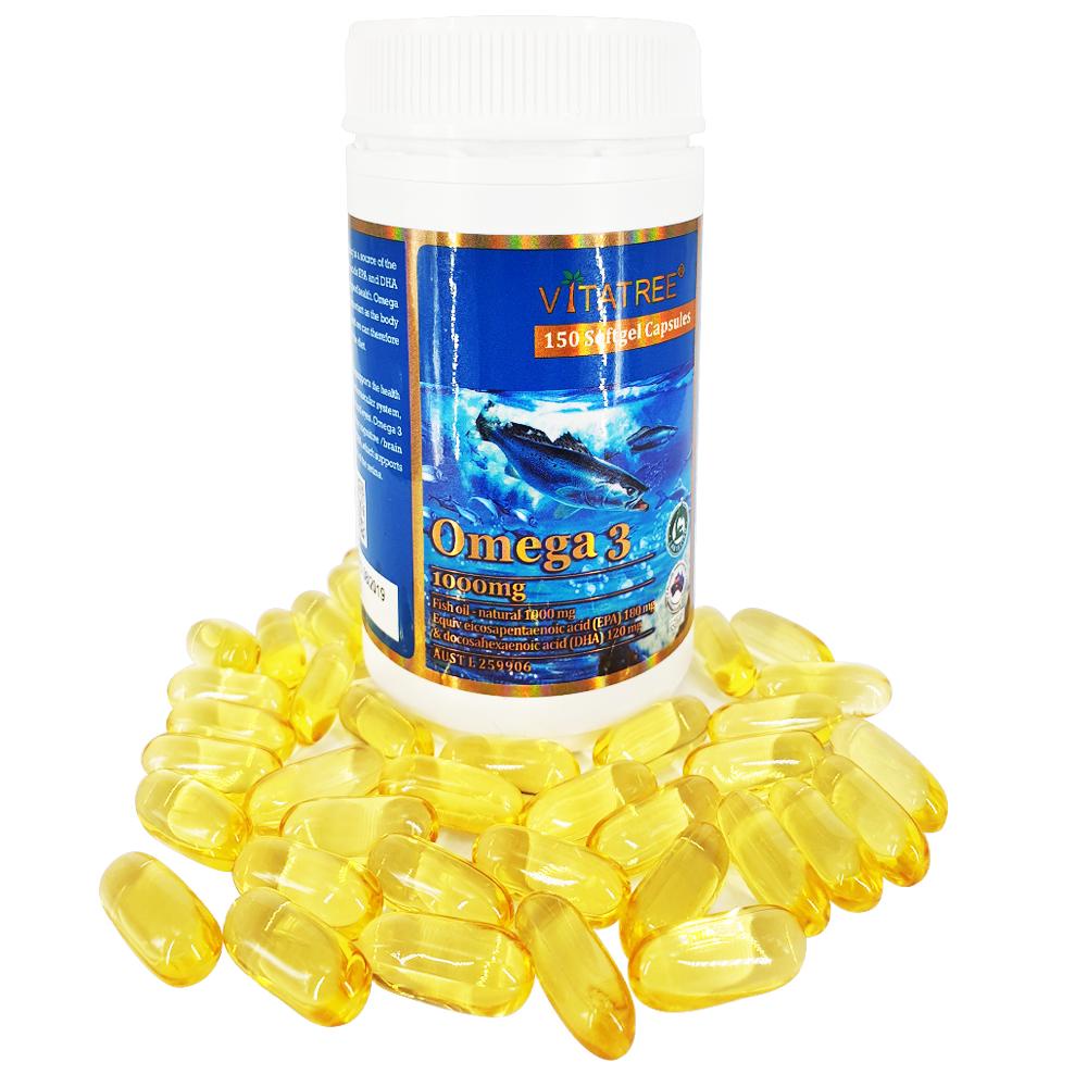 Viên Uống Vitatree Omega 3 1000mg Bổ Sung DHA,EPA Giúp Bổ Não Tăng Cường Thị Lực Hộp 150 Viên Của Úc