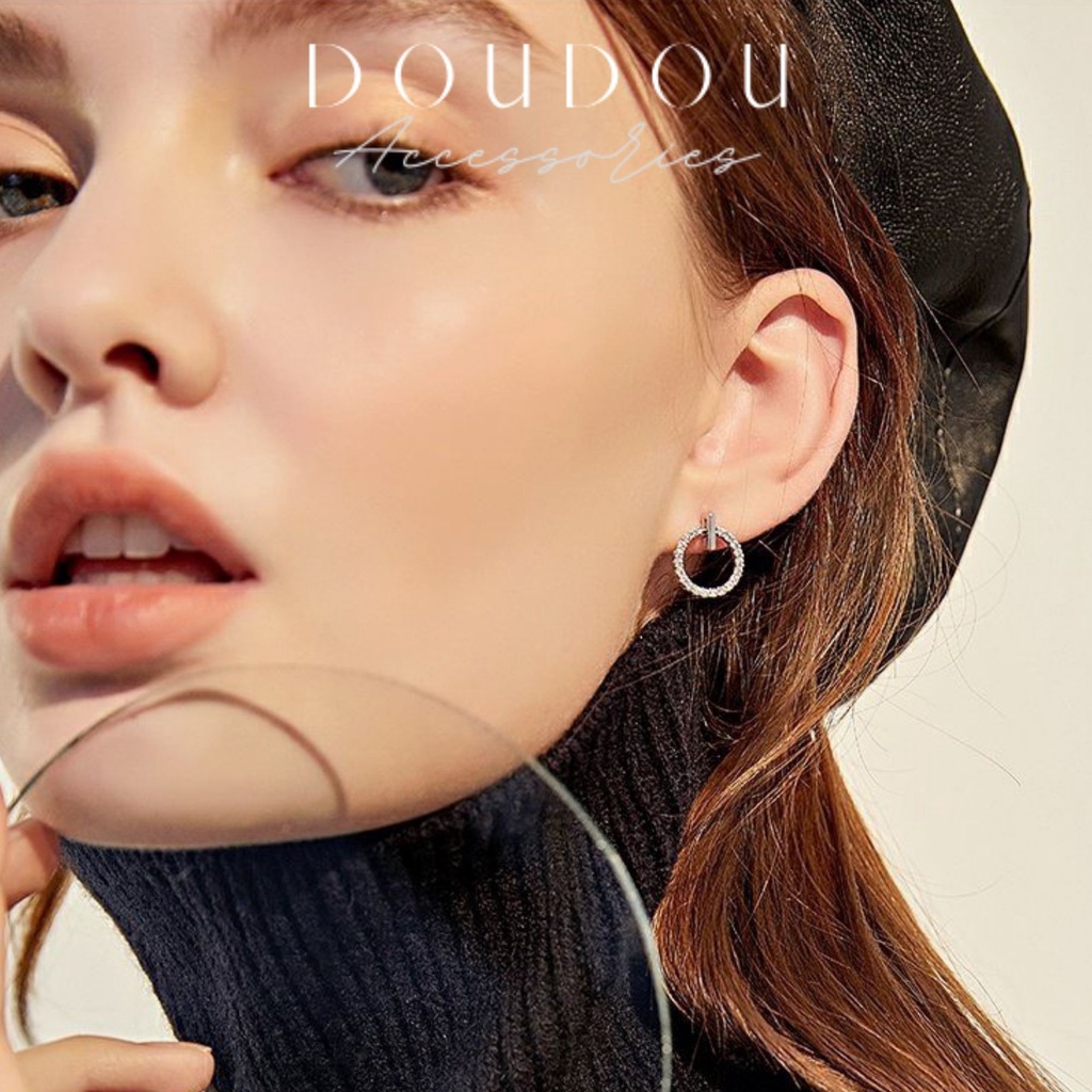 Bông tai nữ tròn DOUDOU Bông tai của các nữ thần tượng khuyên tai tròn hot trend EH017