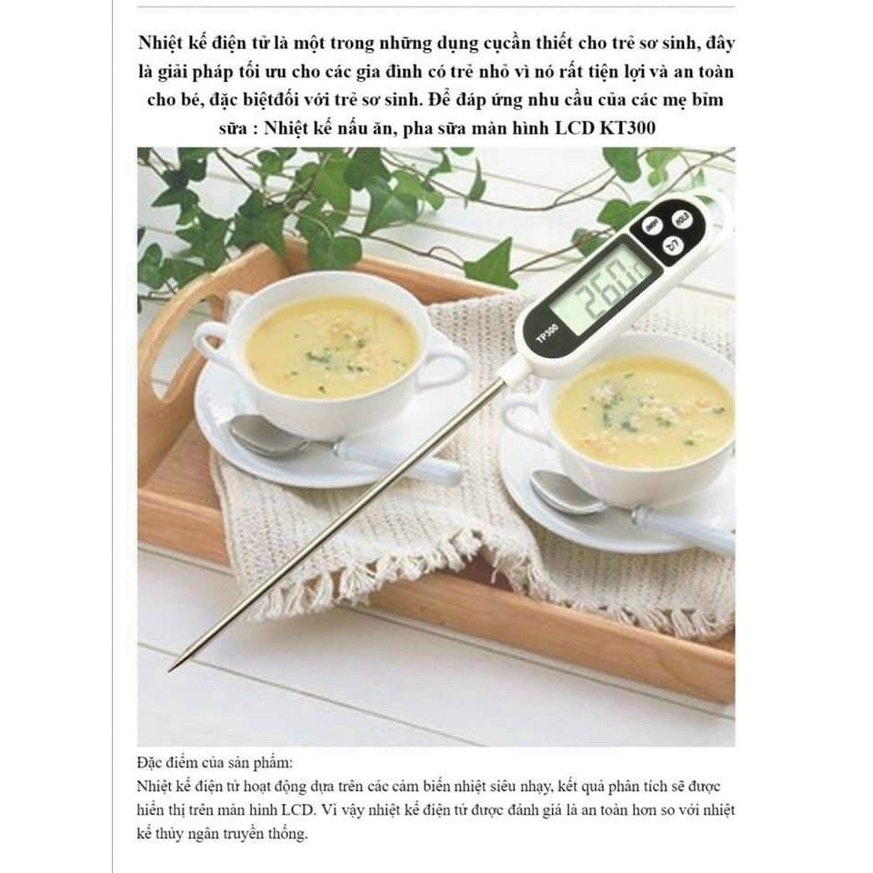 Que đo nhiệt độ nước,sữa,thức ăn,... an toàn,dễ dàng sử dụng