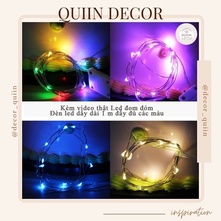 Đèn LED dây fairylight 1m chạy pin có công tắc 3 chế độ decor trang trí nhà cửa LED đom đóm màu vàng ấm
